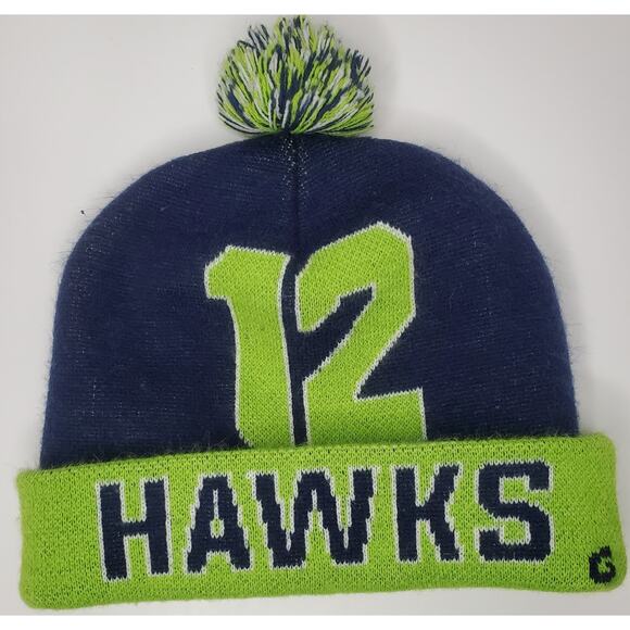 Unbranded Seattle Seahawks Hawks 12 Football Beanie Hat Stocking Cap - Picture 2 of 4